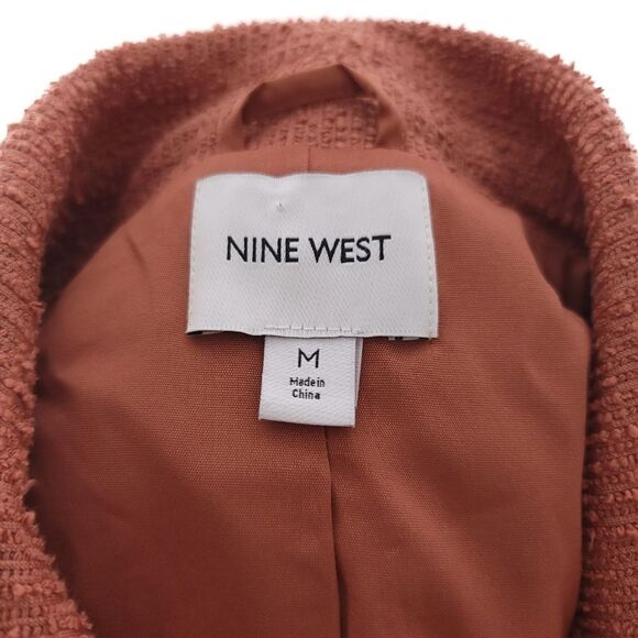 Nine West Texture Knit Moto Solid Rust Full Zip Jacket Womens Size M - Picture 13 of 14